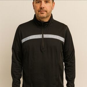 Champion Black Quarter Zip Mens Fleece Sz XL